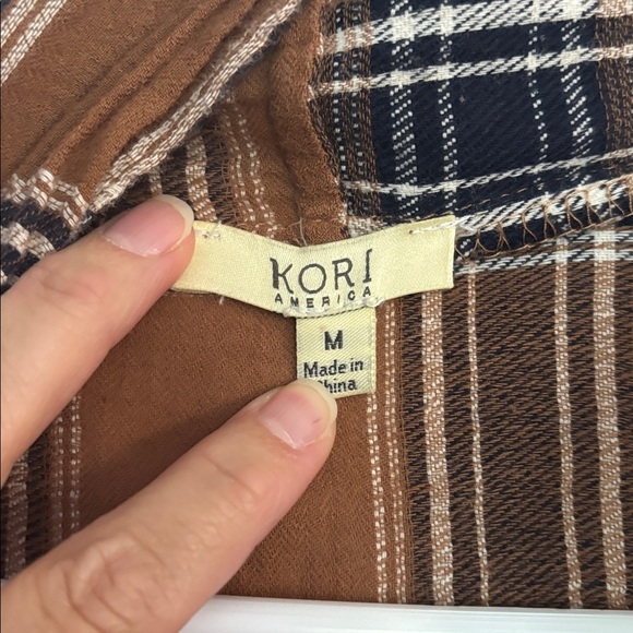 Kori Brown and Black Plaid Cape with Fringe - Picture 2 of 4